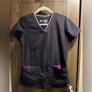 Grey's Anatomy Black and Purple Women's Top